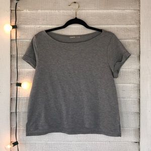 💸 Gray Cuff Sleeve Cropped Tee